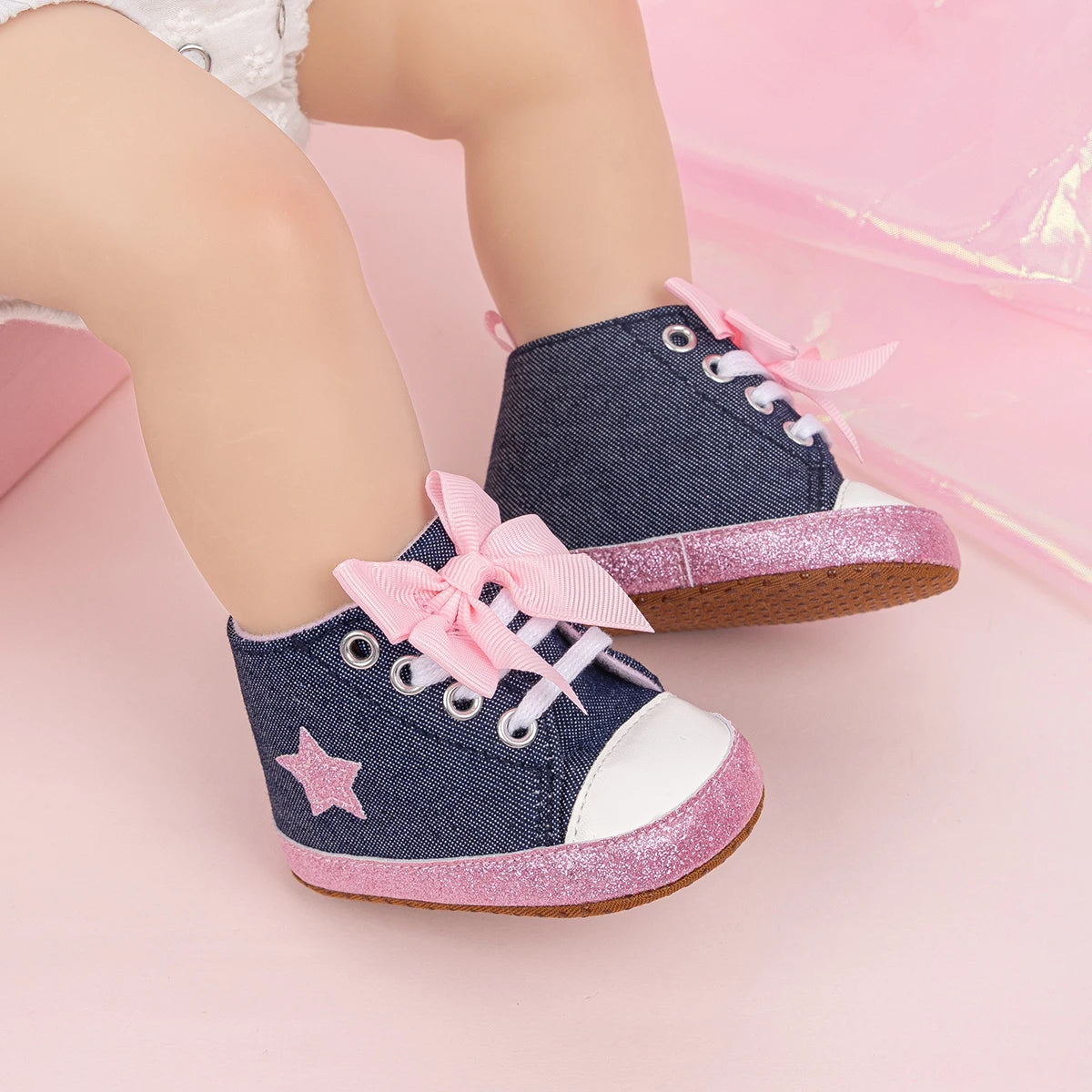 Baby Girl High Top Sneakers - Blue Denim