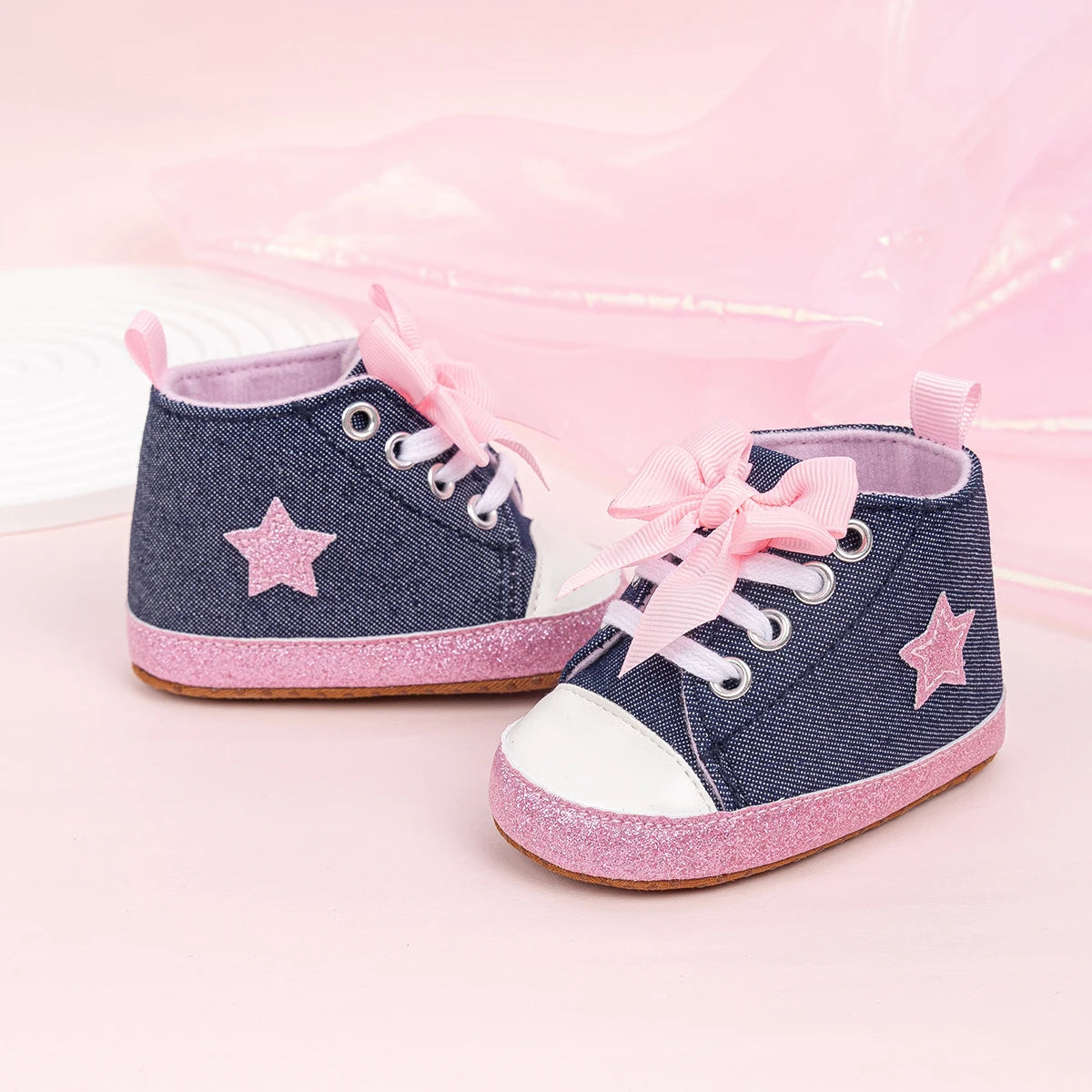 Baby Girl High Top Sneakers - Blue Denim