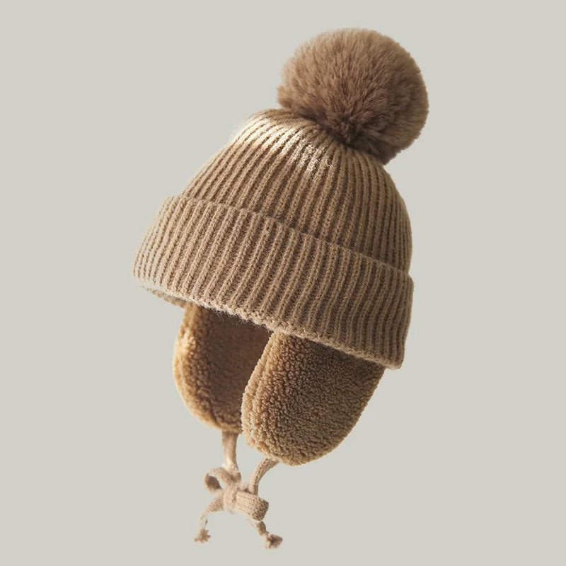 Winter Earflap Pompom Beanie