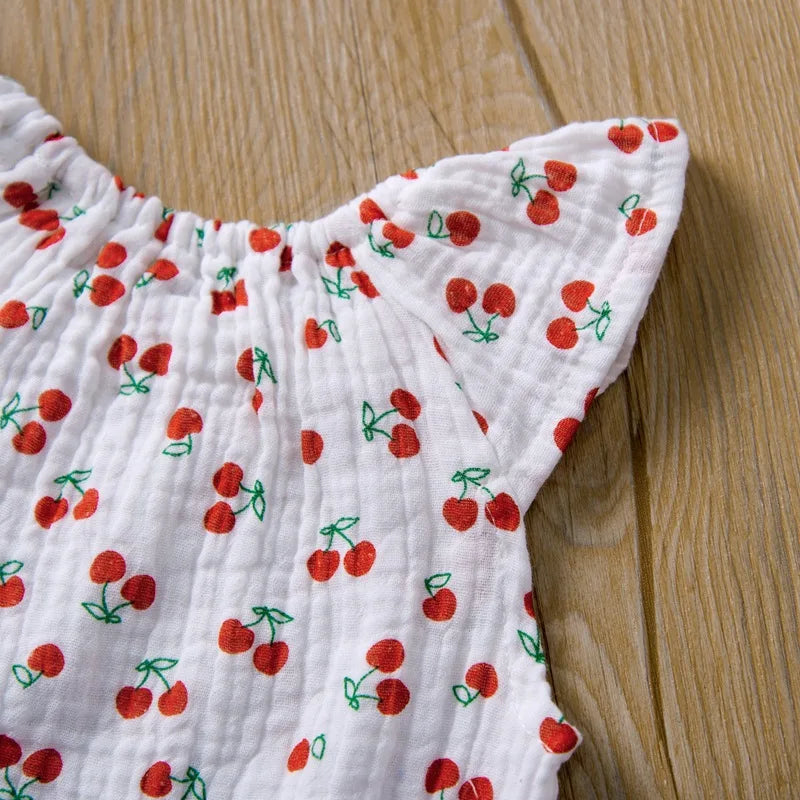 Cherry Muslin Cotton Bodysuit - Cocowish