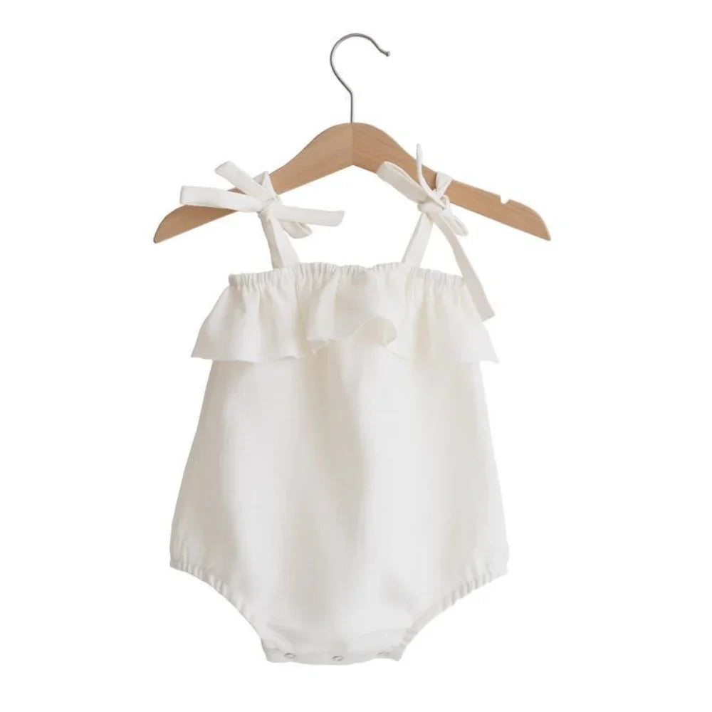 Ruffle Straps Baby Romper - White - by Cocowish