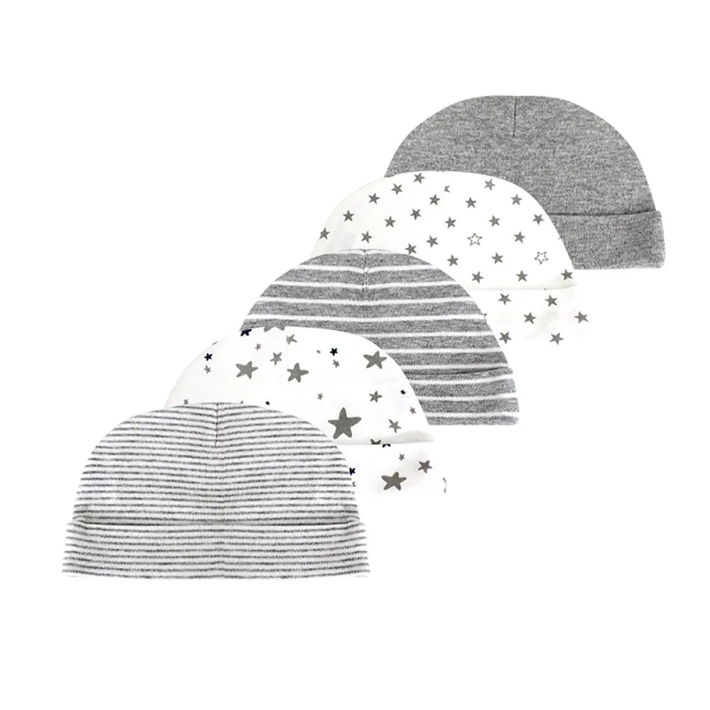 Beanie für Neugeborene (5er-Set) - Grau