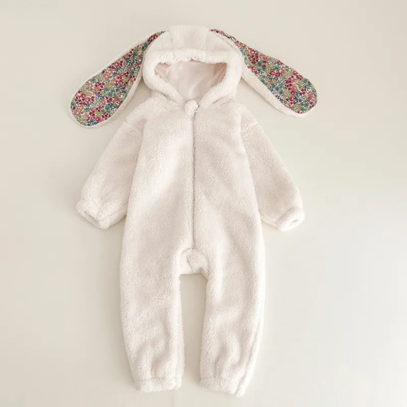 White Bunny Hooded Jumpsuit - Costume