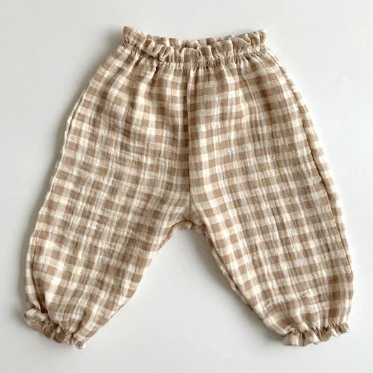 Babyhose aus Bio-Baumwollmusselin - Kariert