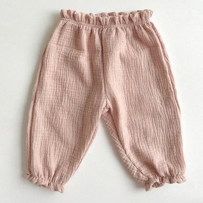 Babyhose aus Bio-Baumwollmusselin - Rosa