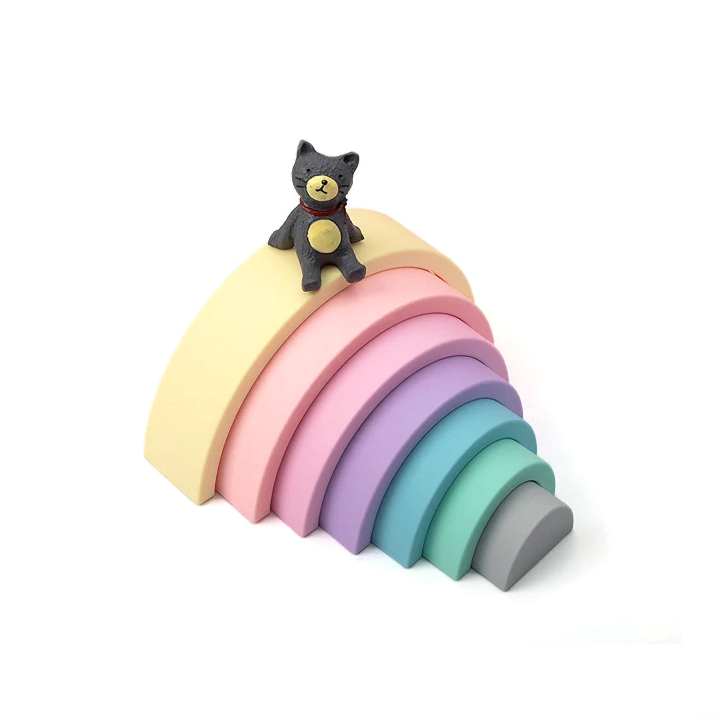 Blocs arc-en-ciel en silicone souple - Dégradé pastel