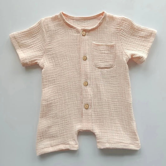 Peach baby romper - Organic Cotton Muslin