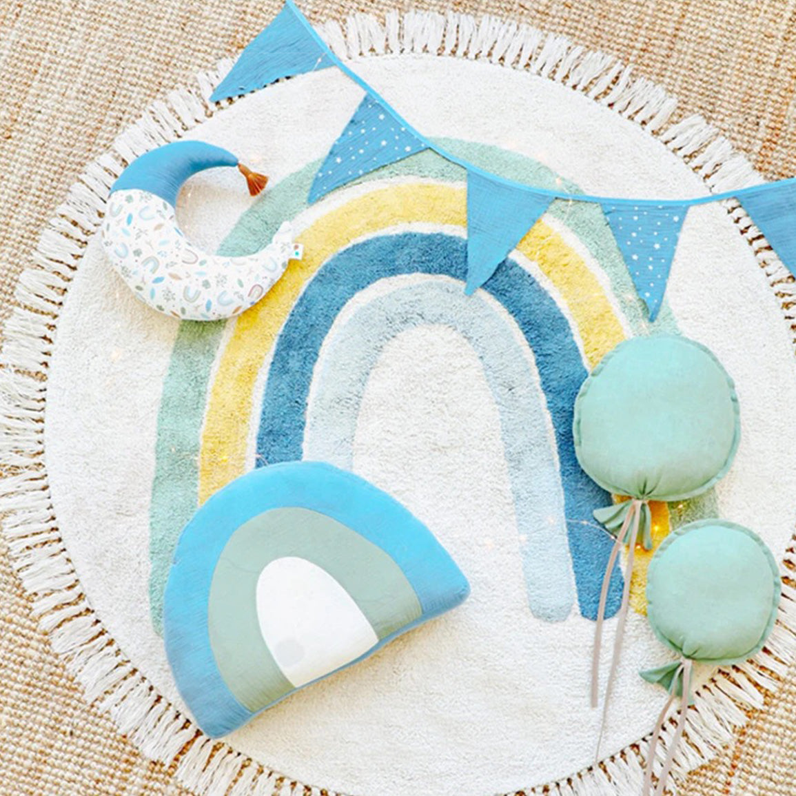 Rainbow Play Rug - Blue