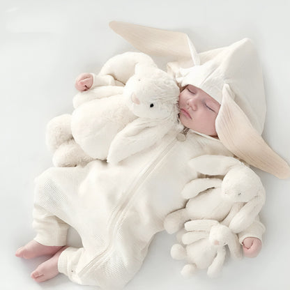 Rabbit Hooded Baby Jumpsuit - White by Cocowish