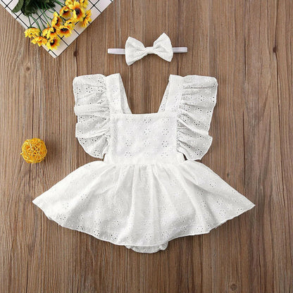 Princess Sleeveless Romper Dress and Bow - Cocowish