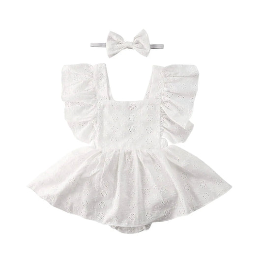 Princess Sleeveless Romper Dress and Bow - Cocowish