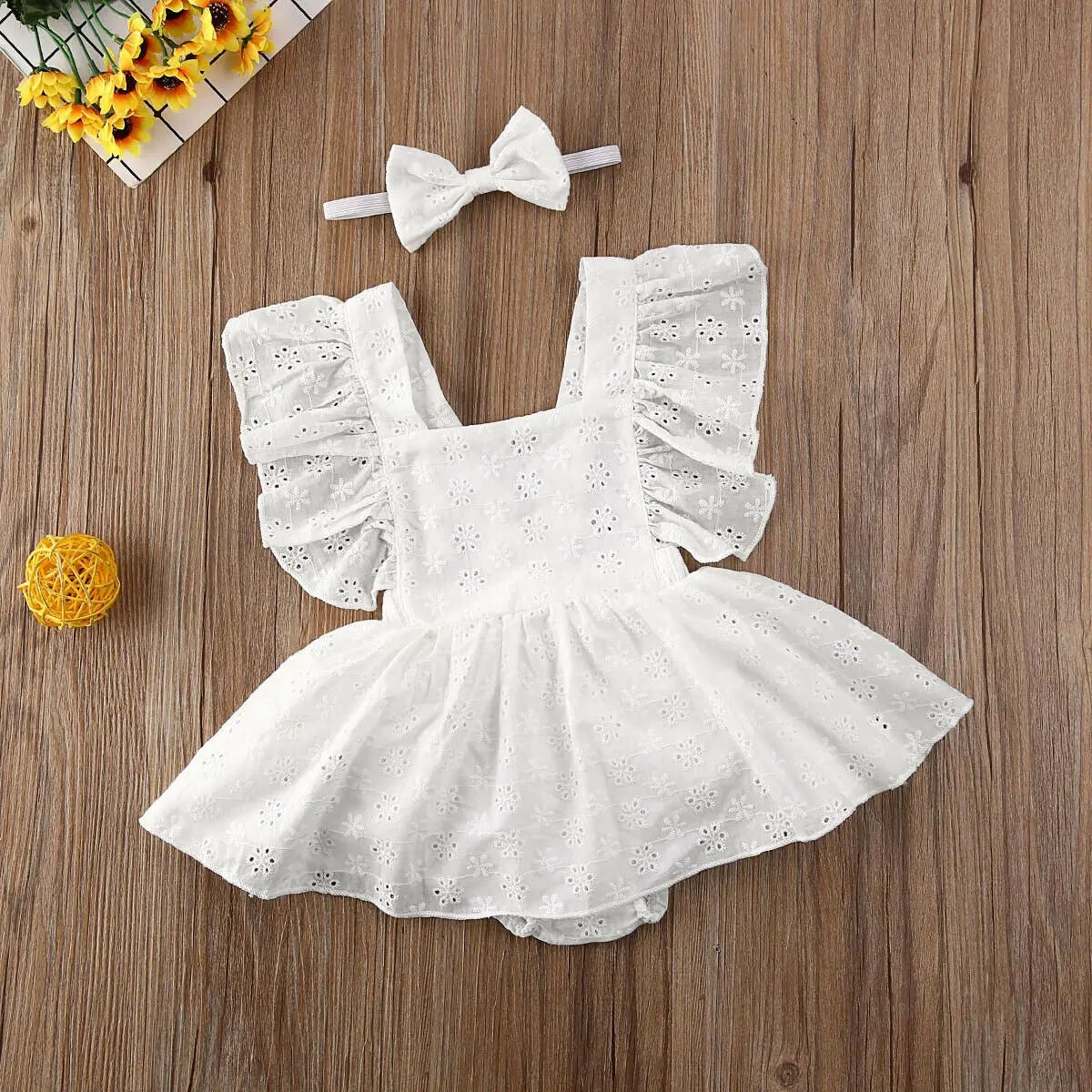 Princess Sleeveless Romper Dress and Bow - Cocowish